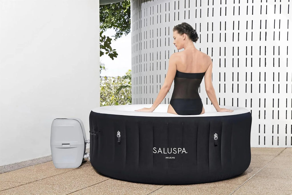 Bestway SaluSpa Miami Inflatable Hot Tub Spa, 71 x 26 in, 2-4 Person, Black - 60104E