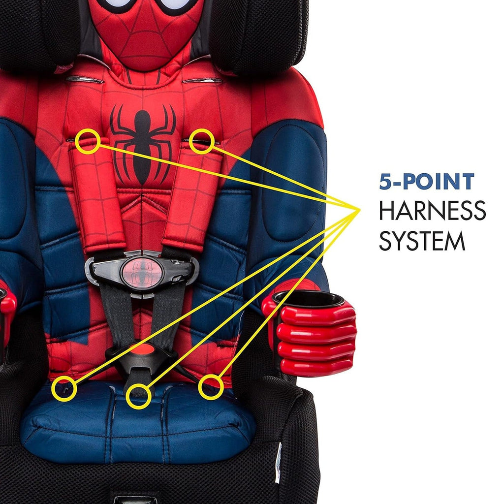 2025 KidsEmbrace Marvel Spider-Man 2-in-1 Forward-Facing Booster Car Seat LATCH | 5-Point Harness Booster 22-65lbs converts to Belt-Positioning Booster 40-100lbs | Adjustable