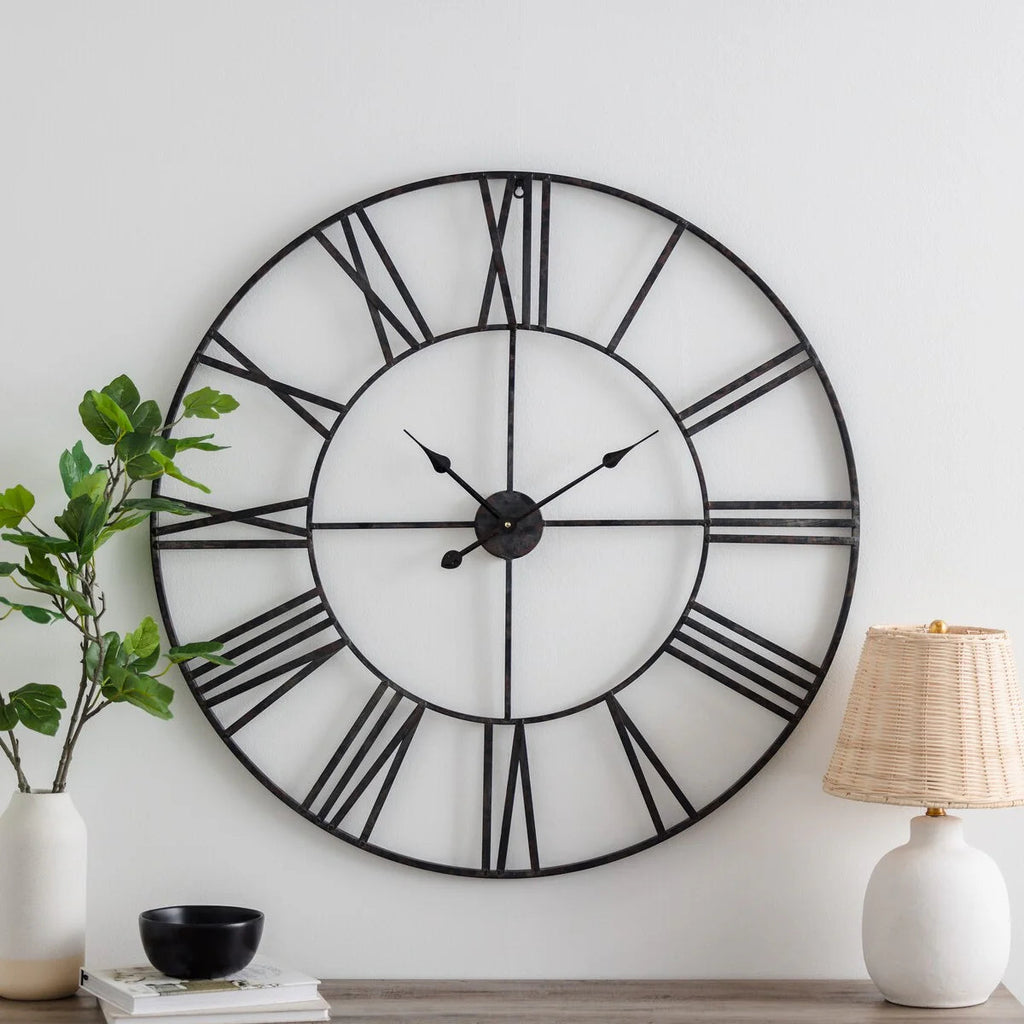 Round Metal Open-Frame Wall Clock