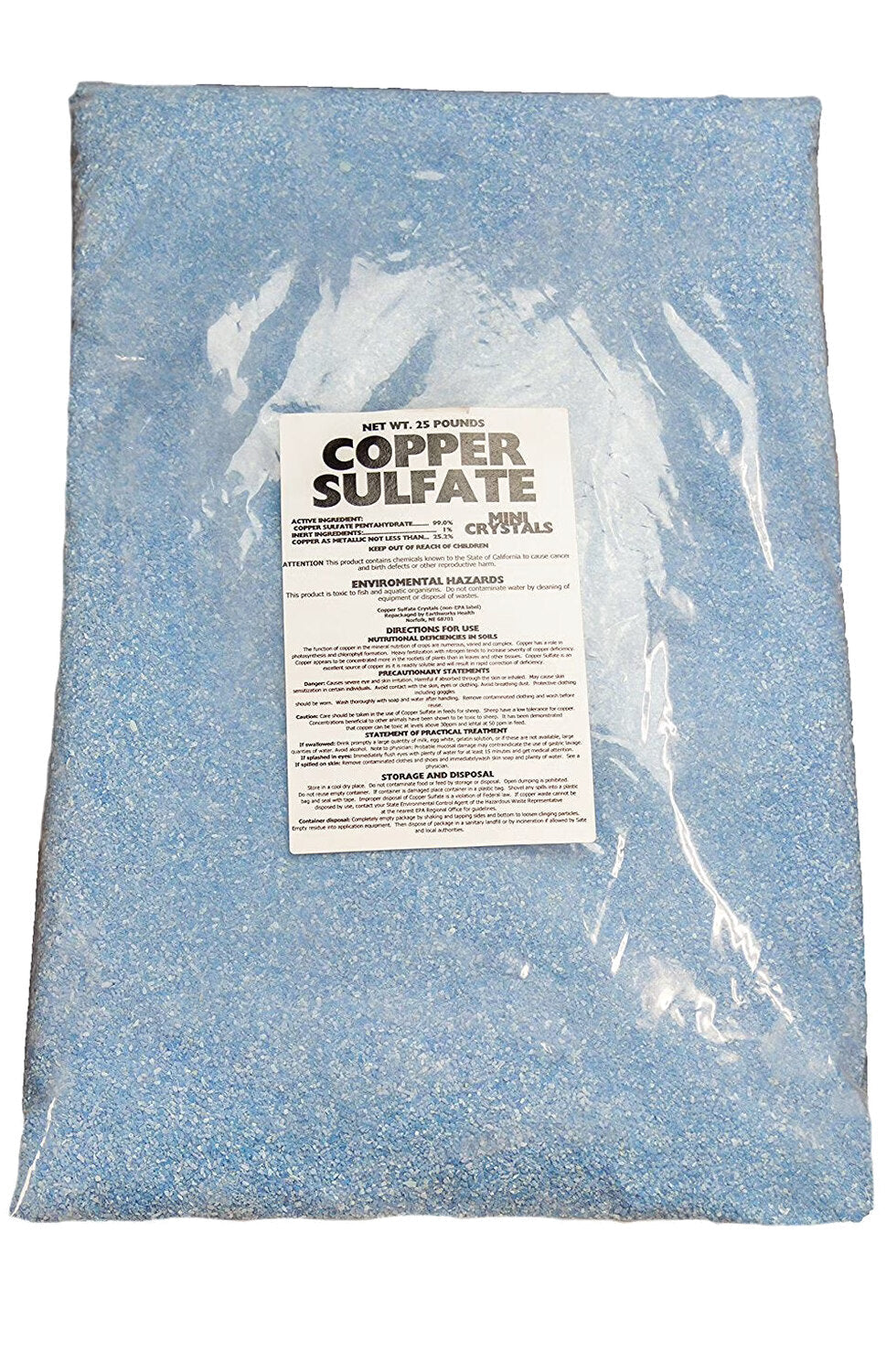 Copper Sulfate Fine Crystals - 25 lb Bag