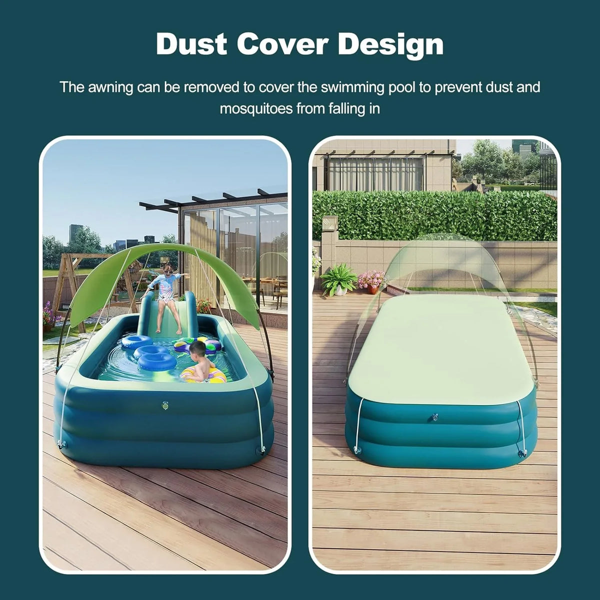 Ergocar Inflatable Swimming Pool With Water Slide And Awning - 2.1 Meters, Three Layers