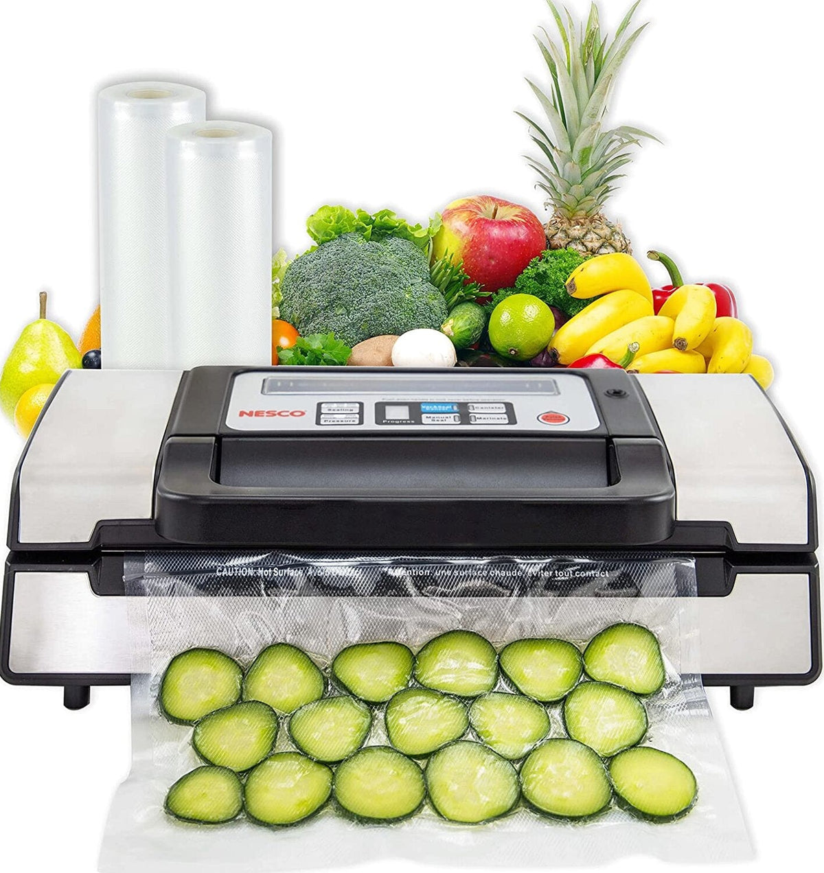 Nesco Deluxe Food VS-12 Vacuum Sealer 130 Watts Kit Bags &amp; Viewing Lid