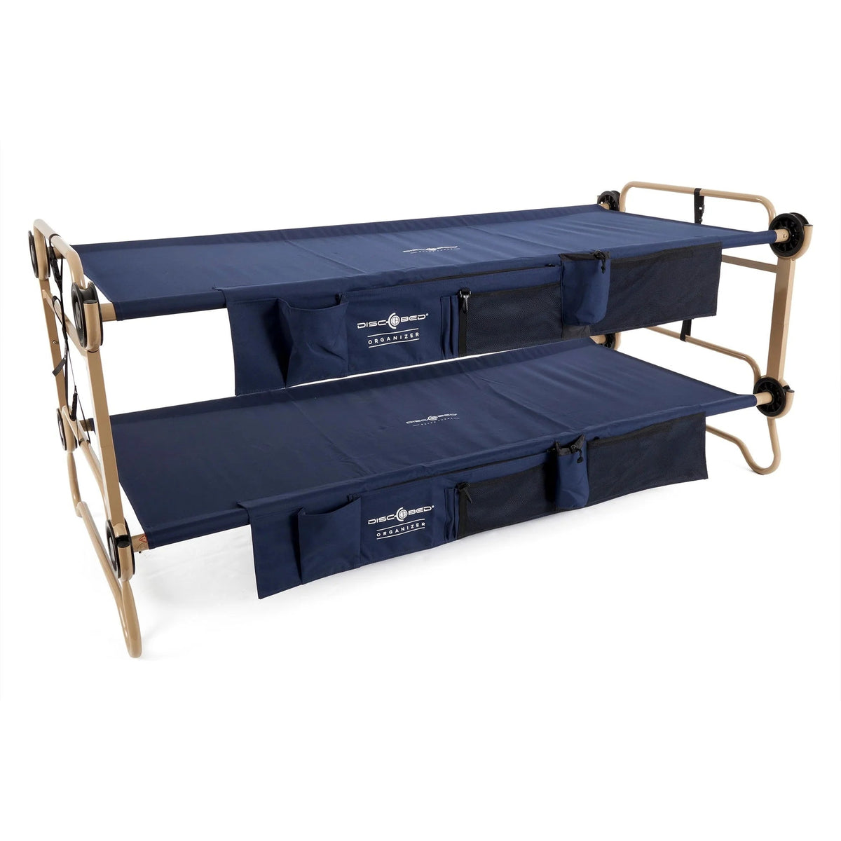 Disc-O-Bed XL Cam-O-Bunk Benchable Double Cot With Storage Organizers - Navy