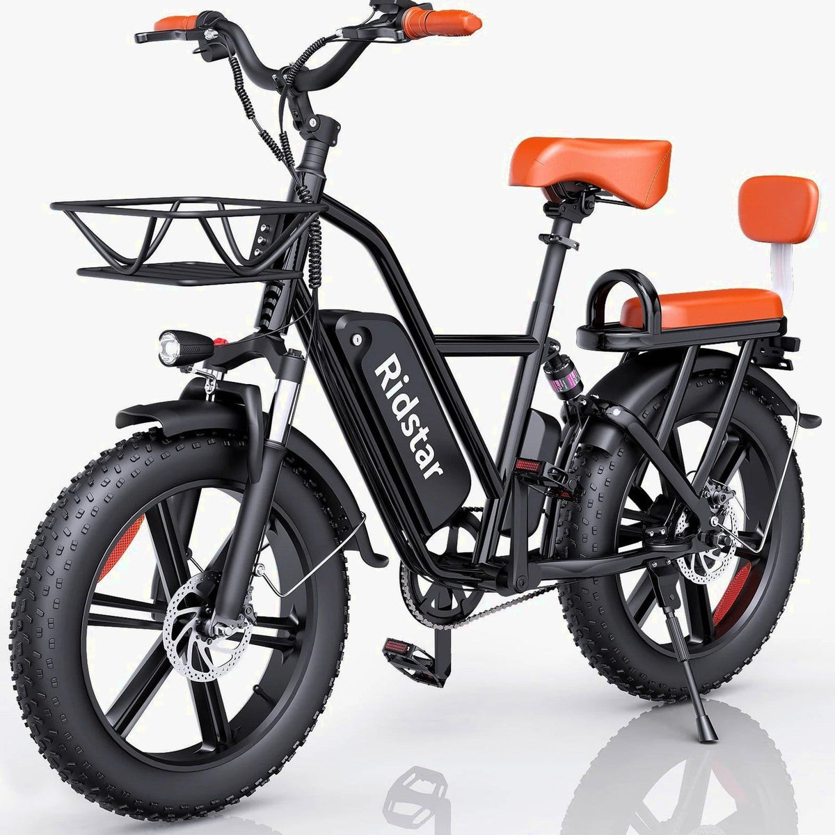 Electric Bike for Adults750W 30-70Miles 48V 15AH Removable Battery Ebike 20" x 4.0 Fat Tire Beach Commuting E-Bike 2 Seater W/Fork Suspension UL2849