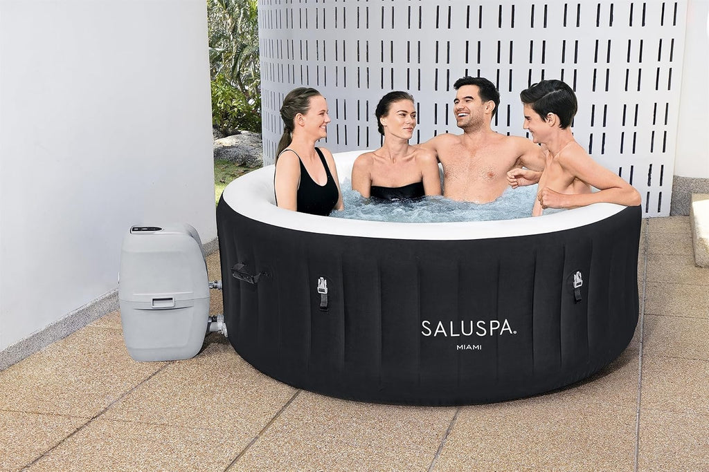 Bestway SaluSpa Miami Inflatable Hot Tub Spa, 71 x 26 in, 2-4 Person, Black - 60104E