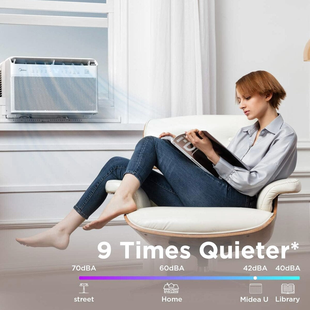 U-Shaped Inverter Window Air Conditioner 12,000BTU with Open Window Flexibility, Robust Installation,Extreme Quiet, 35% Energy Saving, Smart Control, Alexa, Remote, Bracket Included (Renewed)