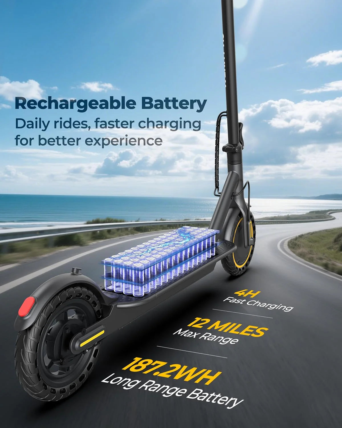Electric Scooter With 350W/500W Motor And 22 Mph Top Speed