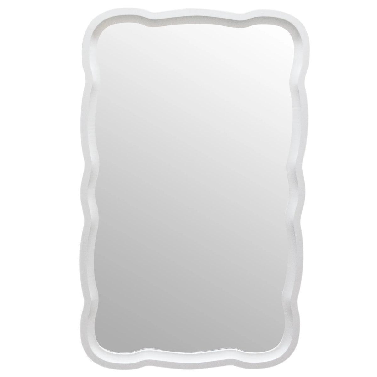 Curved Scallop Wood Frame Accent Mirror, 23.5 in L x 38 in W x 1 in H - Antique-Brown Or White