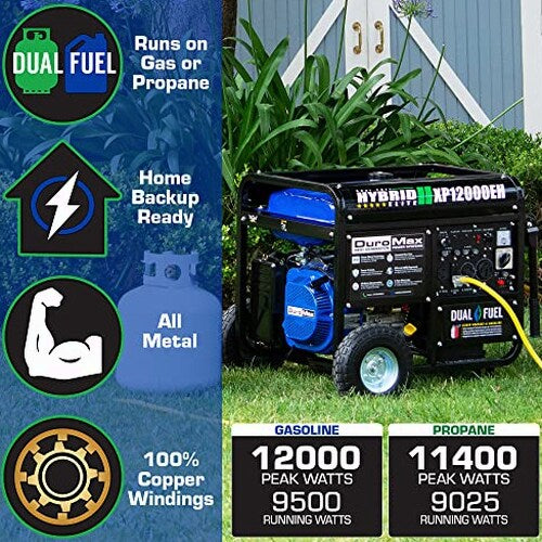 XP12000EH Dual Fuel Generator – 12,000W Gas/Propane, 457cc 4-Stroke Engine, EPA/CARB Compliant