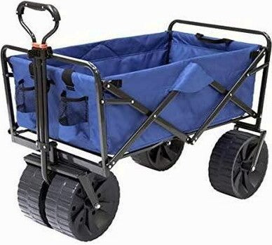 Mac Sports Heavy Duty Collapsible Folding All Terrain Utility Beach Wagon Cart Blue/Black