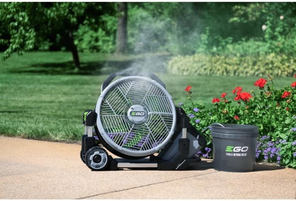POWER+ 18 in Portable Outdoor Electric Misting Fan, 5 Speeds