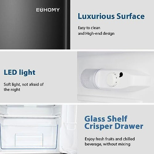 Euhomy Mini Fridge with Freezer, 3.2 Cu.Ft Mini Refrigerator with Freezer