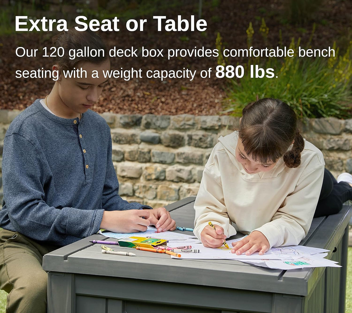 EAST OAK 230 Gallon Resin Deck Box, Grey - DB23005