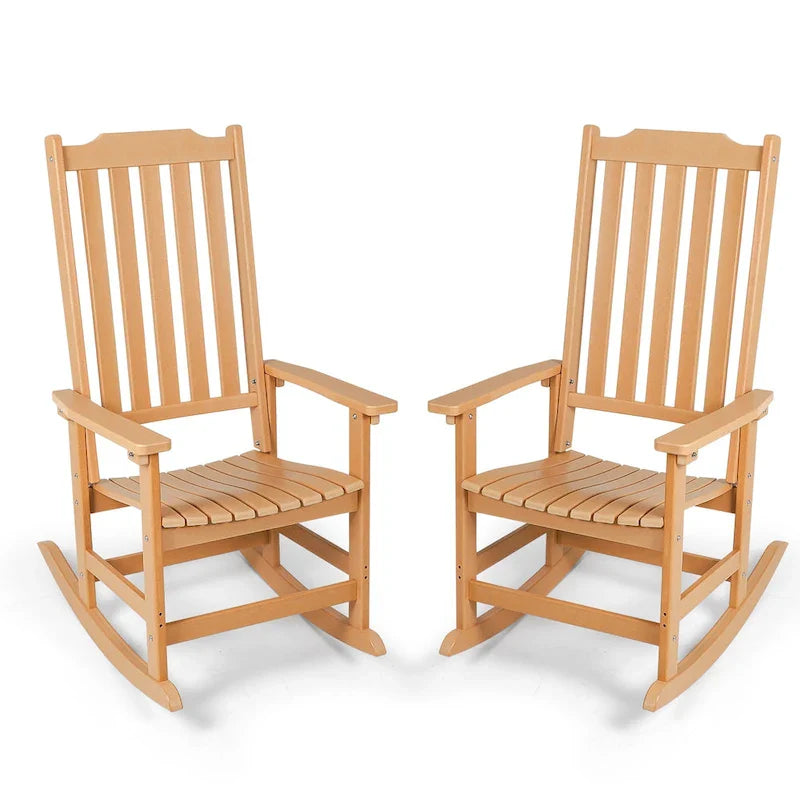 Vrakae Patio High-Back Rocking Chairs, 2-Piece, 21 x 34.6 x 46 Inches