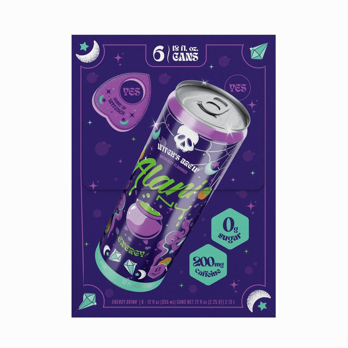Sugar Free Energy Drink, Witch's Brew, 12oz Cans (6 Pack)