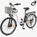 PEXMOR Electric Bike for Adults 350W (Peak 500W) City Commuter Ebike 36V 12.5AH Removable Battery 26" Cruiser Electric Bicycle Shimano 6-Speed | Dual Shock Absorber | Basket