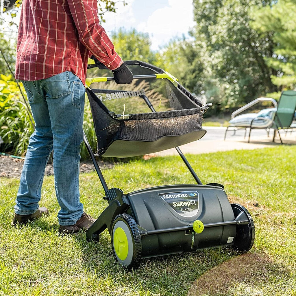 21-Inch Width Leaf &amp; Grass Push Lawn Sweeper, Black