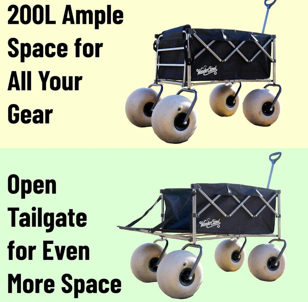 Beach Wagon with 13" Balloon Wheels, Collapsible, All-Terrain, 185L