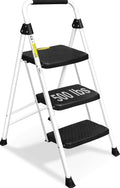 SocTone 3 Step Ladder, Folding Step Stool for Adults with Handle, Lightweight