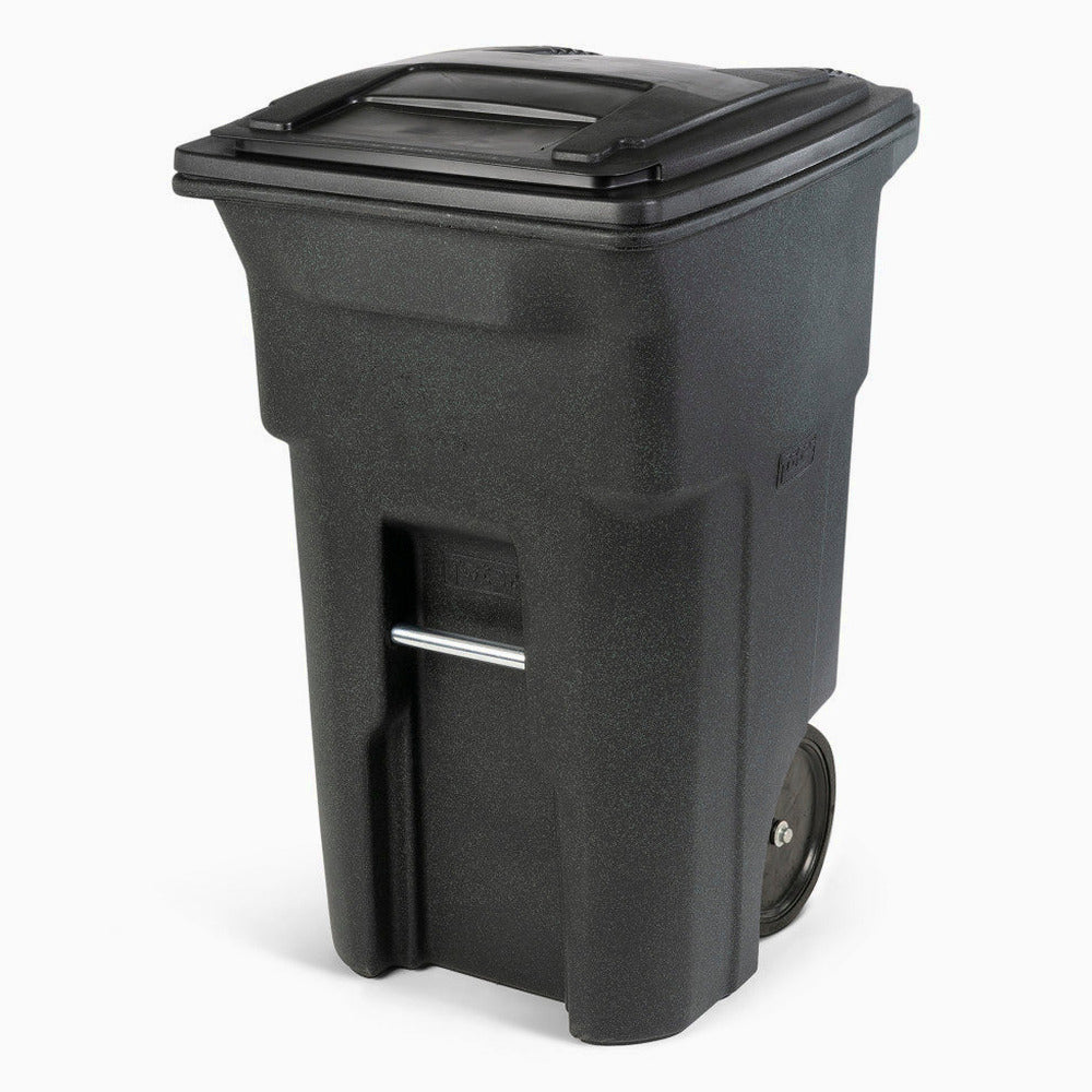 Toter 64-Gallon Greenstone Trash Can with Quiet Wheels and Lid