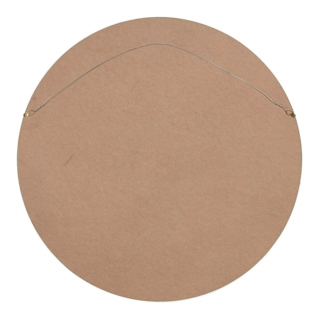 Round Wood Accent Wall Mirror With Modern Decorative Wooden Frame