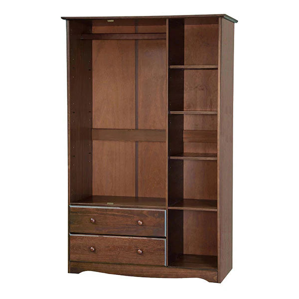 Grand Wardrobe Armoire, 100% Solid Wood, Mocha
