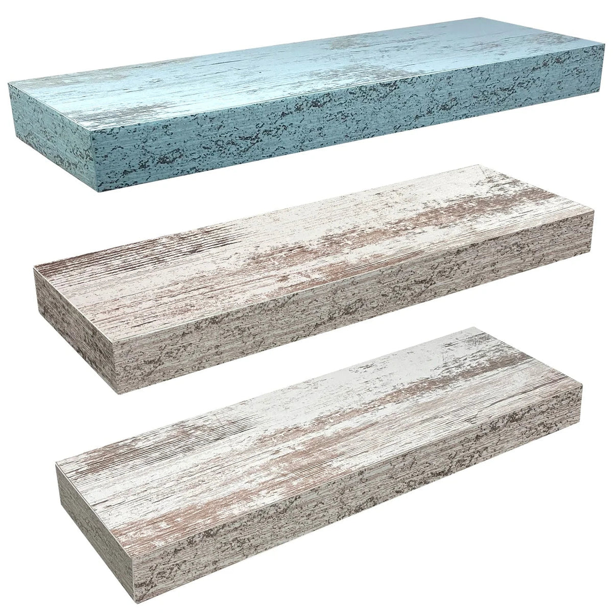 Rustic Finish Floating Wall Shelves, 3-Pack, 16.25in x 5.50in x 1.5in