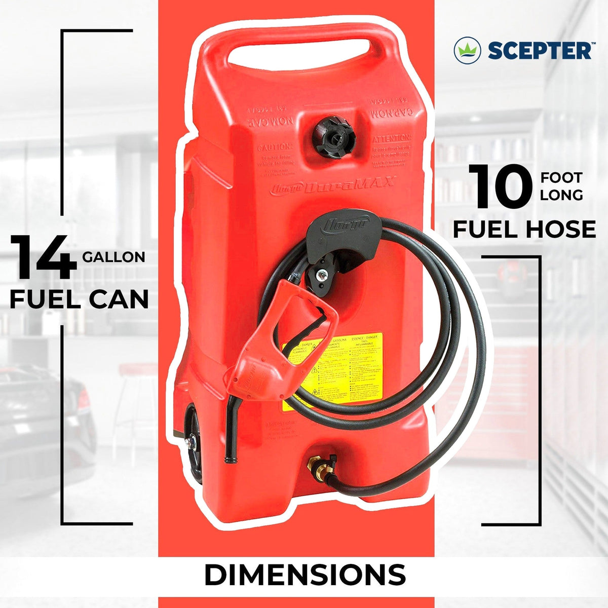 14 Gallon Portable Gas Fuel Tank with Pump, 2 Pack, Red