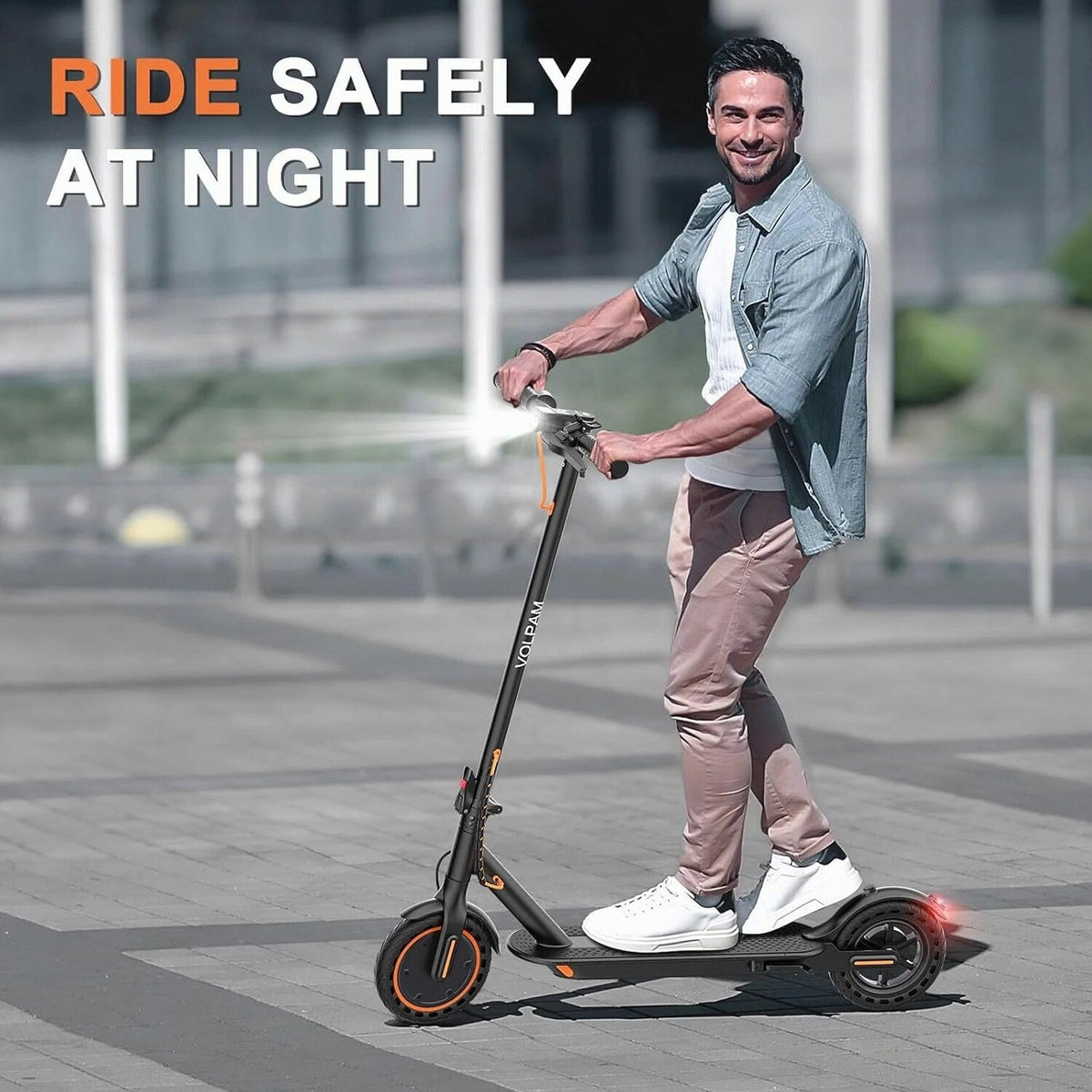 Electric Scooter, 350W/500W Powerful Motor, 8.5"/10" Solid Tires, 19/22Mph, 28/21/12 Miles Range,Dual Braking