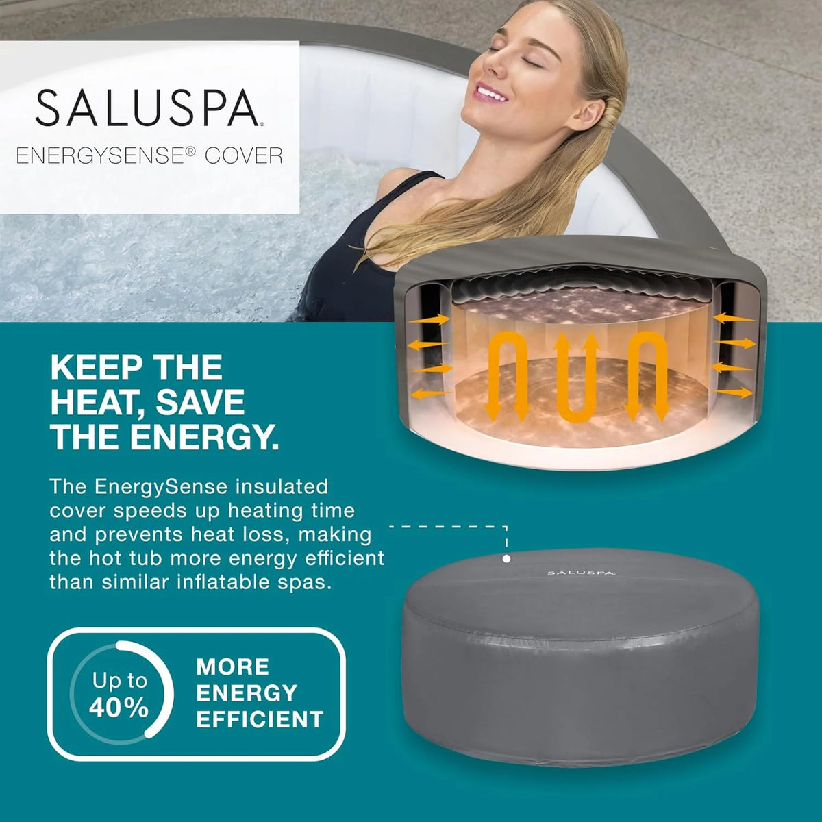 Bestway SaluSpa Miami Inflatable Hot Tub Spa, 71 x 26 in, 2-4 Person, Black - 60104E