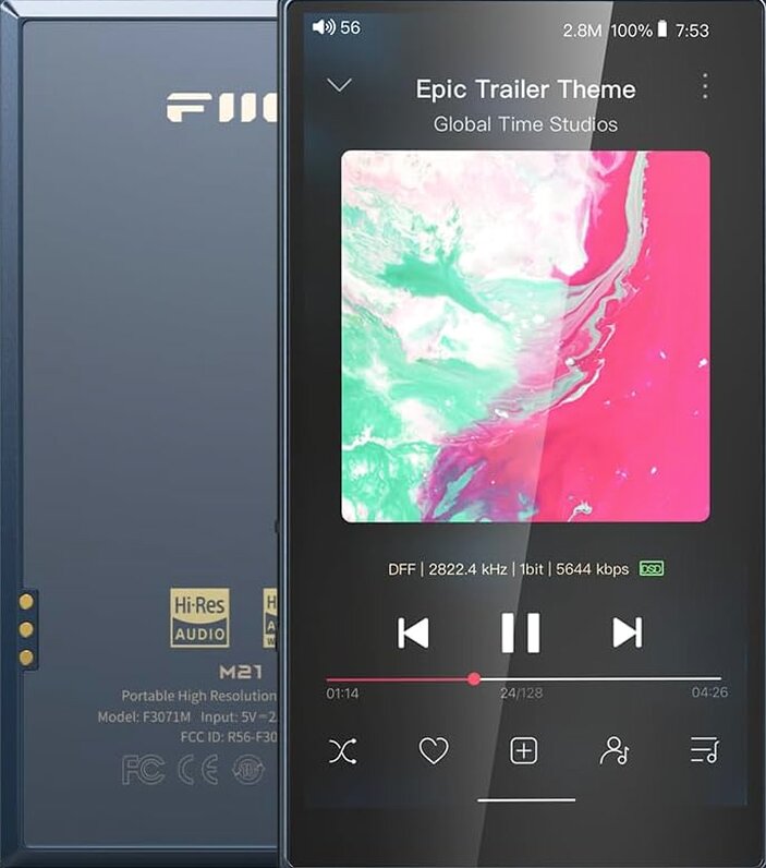 FiiO M21 Android 13 Hi-Res Music Player, Snapdragon 680, Blue-Black