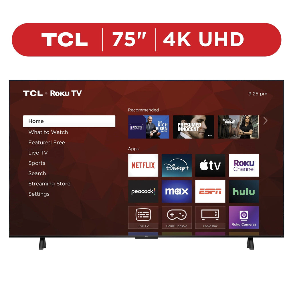 TCL 75′′ 4-Series 4K UHD HDR Smart TV with Roku, Voice Control, and Premium Design