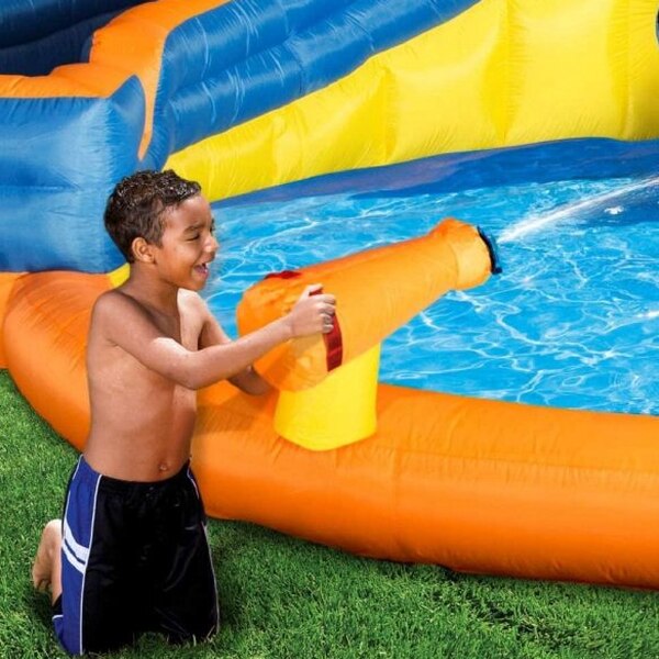 BANZAI Pipeline Twist Kids Inflatable Outdoor Backyard Water Pool Aqua Splash Park and Slides