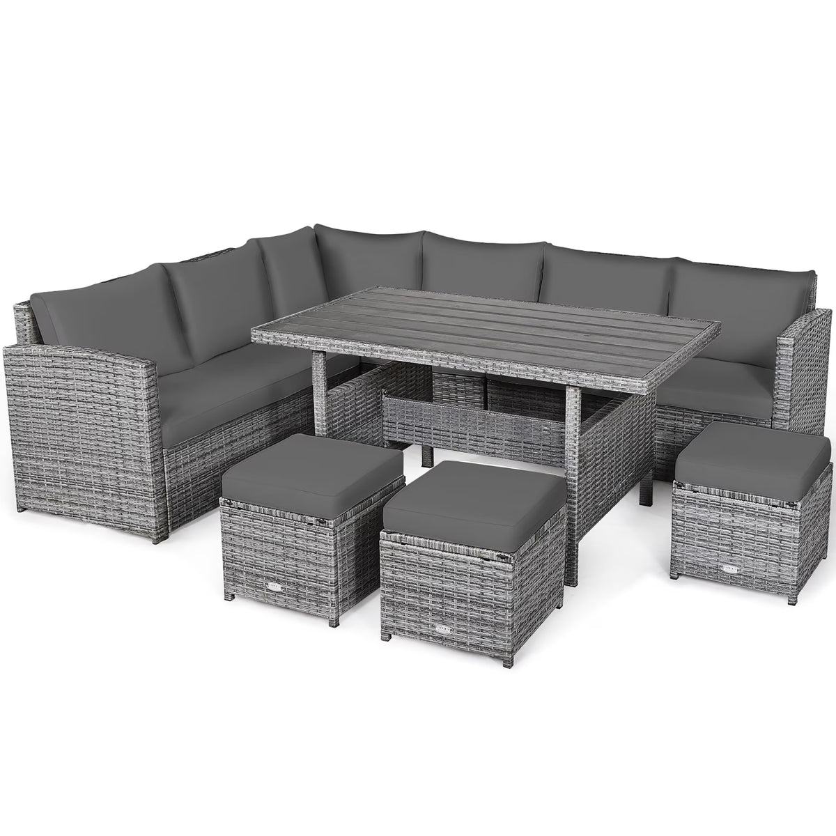 Outdoor Rattan Patio Furniture Set, Black, 7-Piece