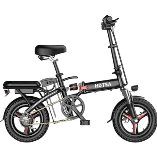 Folding Electric Bike 250W - 14" LCD Display, Removable Battery, Dual Disc Brake, Black