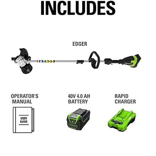 Greenworks 40V Brushless Edger 8", 4.0Ah Battery &amp; Charger Included, Lightweight &amp; Quiet