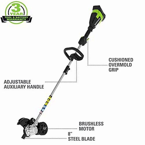 Greenworks 40V Brushless Edger 8", 4.0Ah Battery &amp; Charger Included, Lightweight &amp; Quiet