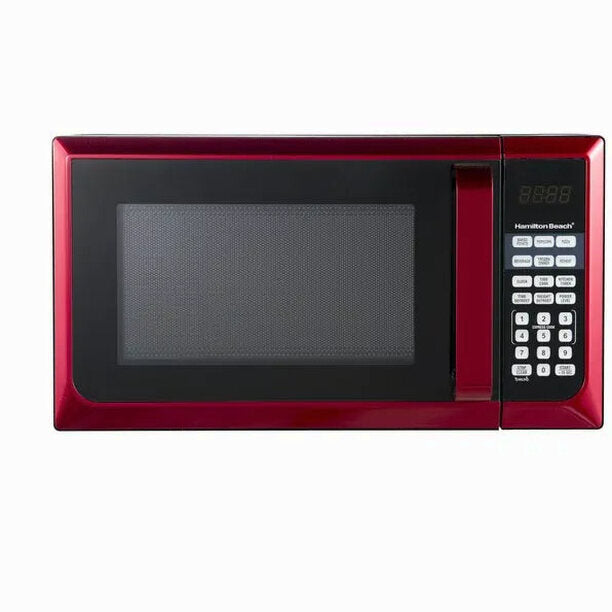 Hamilton Beach Red Stainless Steel Microwave Oven 0.9 Cu. Ft., 900W, LED Display