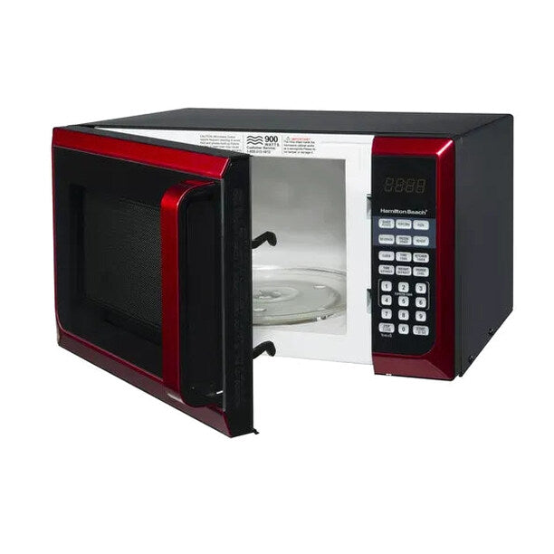 Hamilton Beach Red Stainless Steel Microwave Oven 0.9 Cu. Ft., 900W, LED Display