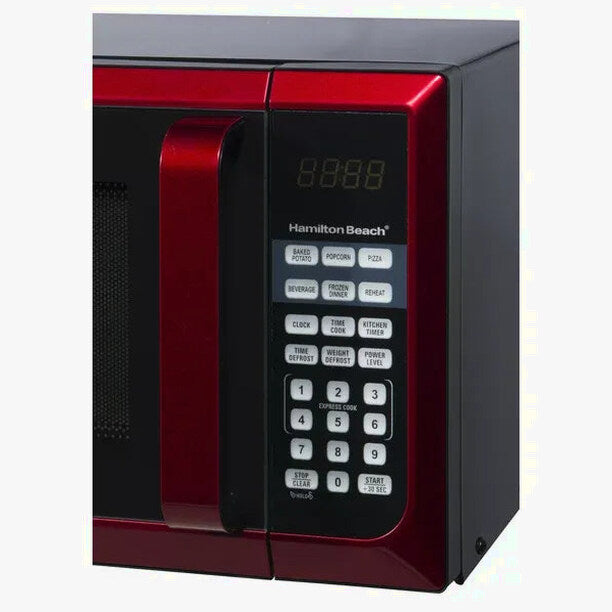 Hamilton Beach Red Stainless Steel Microwave Oven 0.9 Cu. Ft., 900W, LED Display