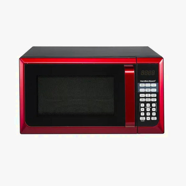 Hamilton Beach Red Stainless Steel Microwave Oven 0.9 Cu. Ft., 900W, LED Display