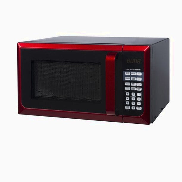 Hamilton Beach Red Stainless Steel Microwave Oven 0.9 Cu. Ft., 900W, LED Display