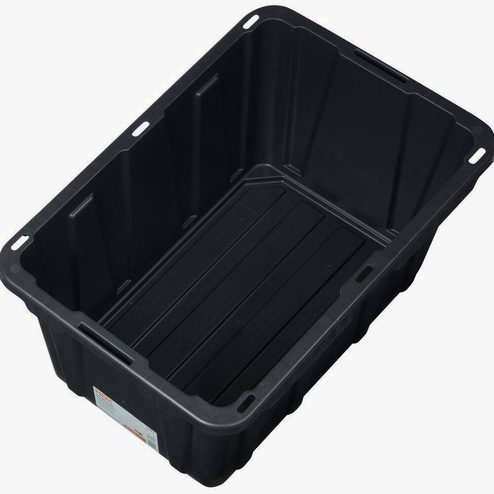 HDX 27-Gallon Black Stackable Waterproof Storage Tote with Yellow Lid, 5-Pack