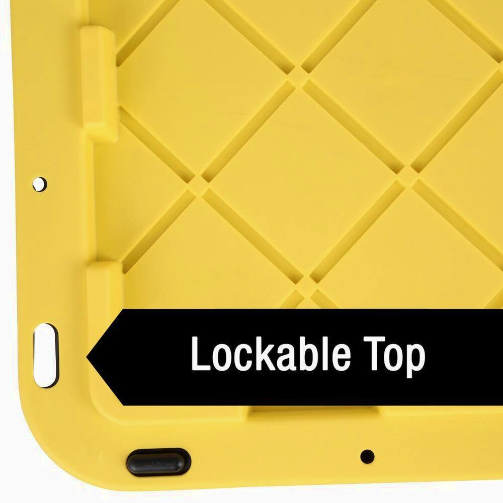 HDX 27-Gallon Black Stackable Waterproof Storage Tote with Yellow Lid, 5-Pack