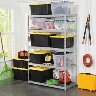 HDX 27-Gallon Black Stackable Waterproof Storage Tote with Yellow Lid, 5-Pack