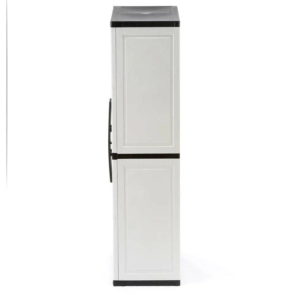 HDX Gray Plastic Freestanding Garage Cabinet with Adjustable Shelves &amp; Lockable Doors, 35"W x 71"H x 18"D