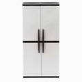 HDX Gray Plastic Freestanding Garage Cabinet with Adjustable Shelves &amp; Lockable Doors, 35"W x 71"H x 18"D