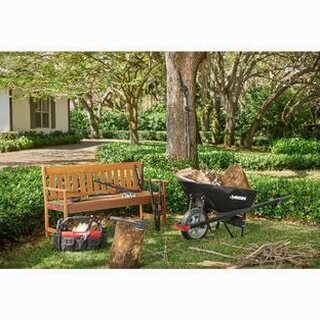 Husky 6 Cu. Ft. Poly Dual Wheel Wheelbarrow with Flat-Free Tires