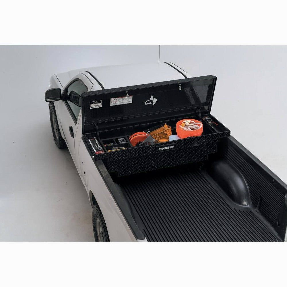 Husky Low Profile Black Aluminum Truck Tool Box for Mid-Size Trucks