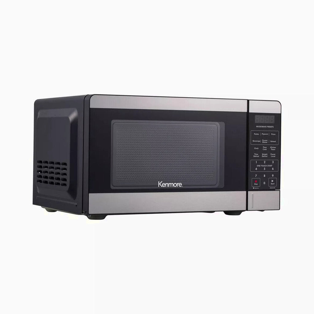 Kenmore 0.7 Cu Ft Stainless Steel Countertop Microwave Oven, 700W, Digital Display, 10 Power Levels